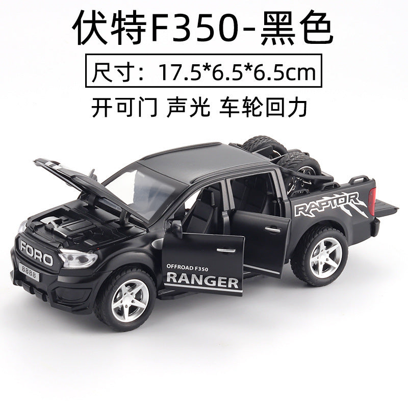 1:32 Alloy Car Model Black Ford Truck with Detachable Spare Tire