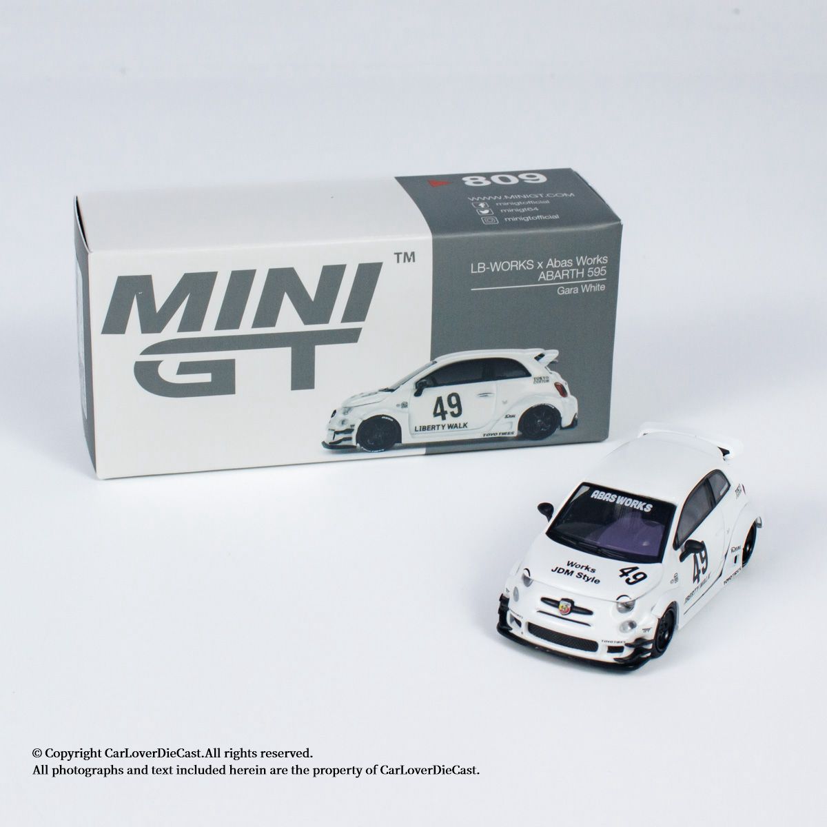 1:64 Original Mini GT Diecast LB-WORKS x Abas Works ABARTH 595 Gara White Model
