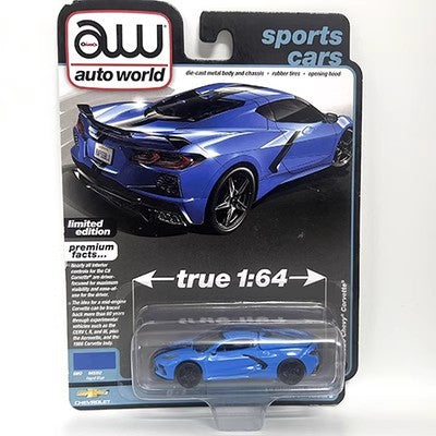 Original Auto World 1:64 Diecast Toy Car Model Blue Corvette