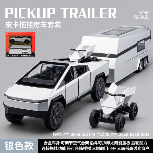 1:24 Alloy Car Model Tesla Cybertruck with a Detachable Trailer