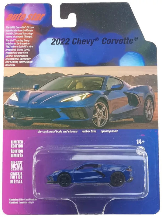 Original Auto World 1:64 Diecast Toy Car Model Blue Corvette