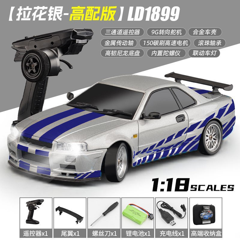 1:18 Small Nissan GTR Gyro Built in RC Model Car