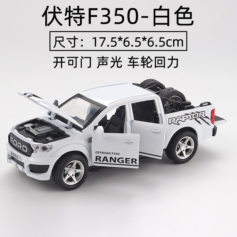 1:32 Alloy Car Model White Ford Truck with Detachable Spare Tire