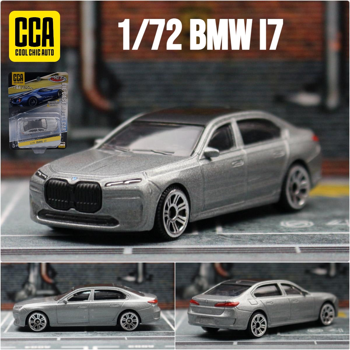 Original CCA Diecast Toy Car Model BMW I7-Silver Gray