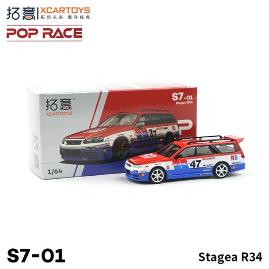 POPRACE 1:64 Diecast Toy Car Model R34 wagon BRE paint