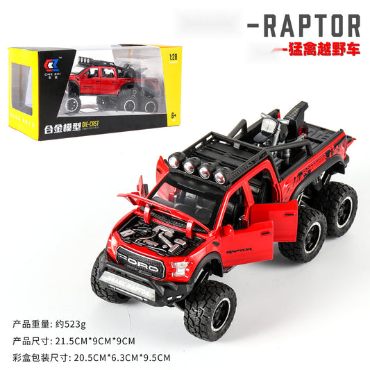 1:24 Alloy Car Model Red Ford F150 Raptor pickup truck