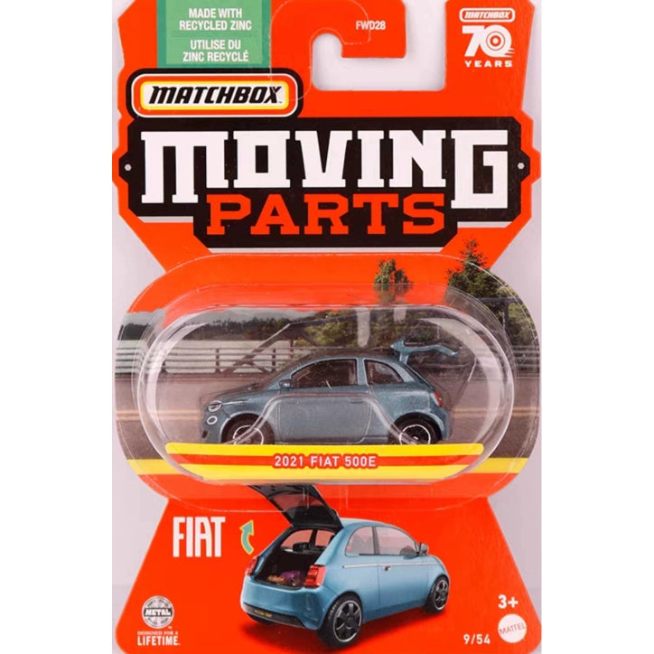 Original Moving Parts Matchbox Fiat 500E Blue