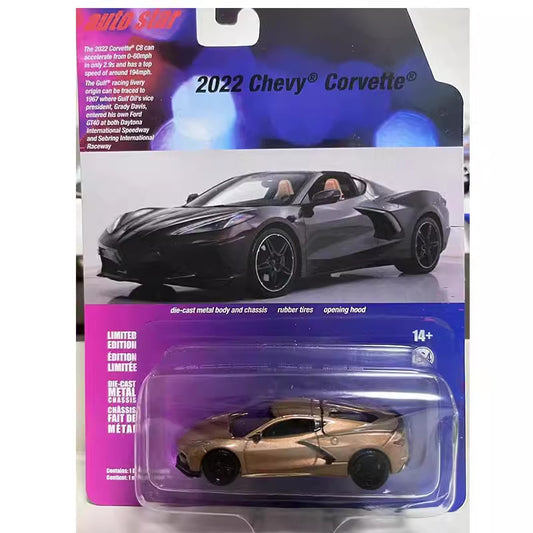 Original Auto World 1:64 Diecast Toy Car Model Gold Corvette