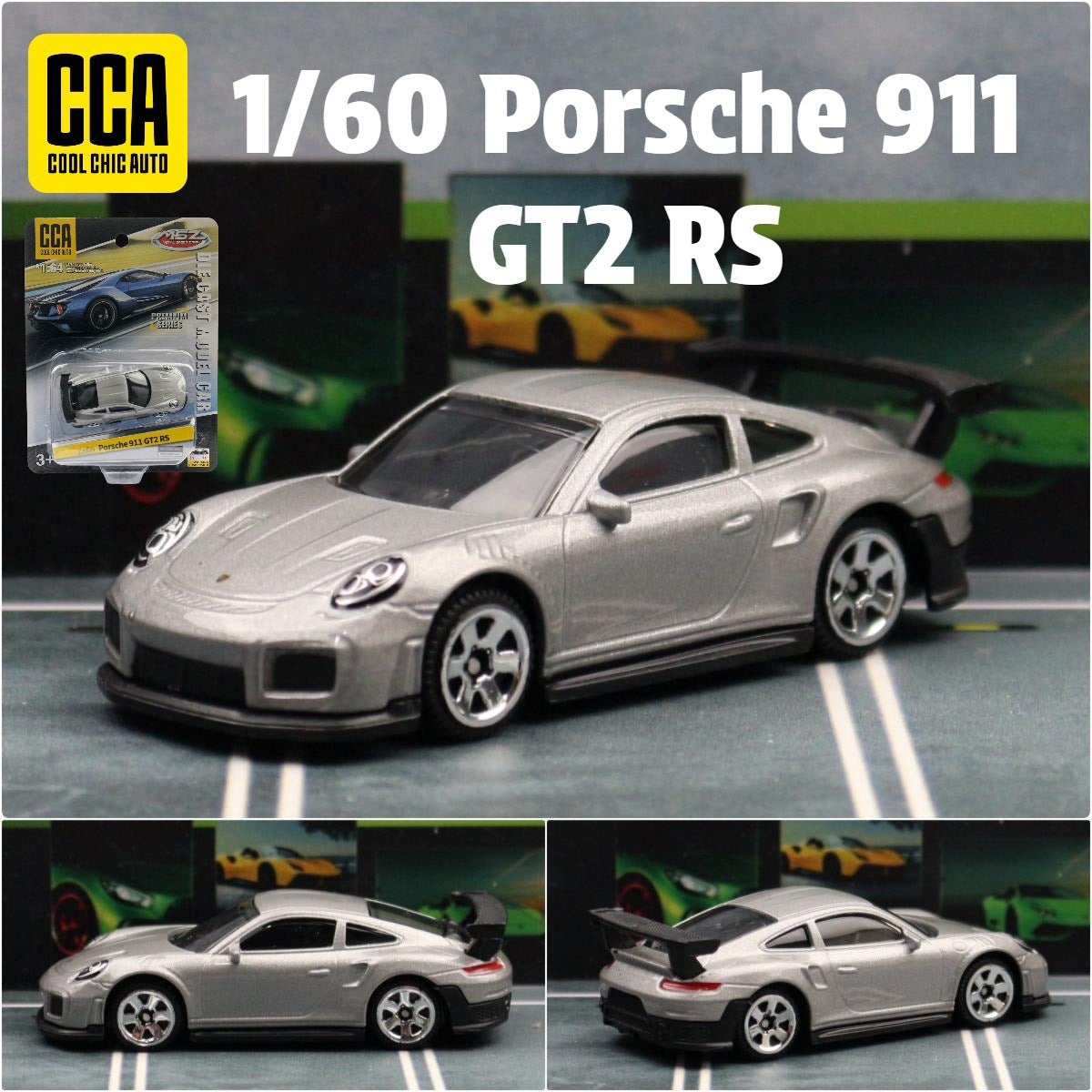 Original CCA Diecast Toy Car Model Porsche 911 GT2 RS-Gray