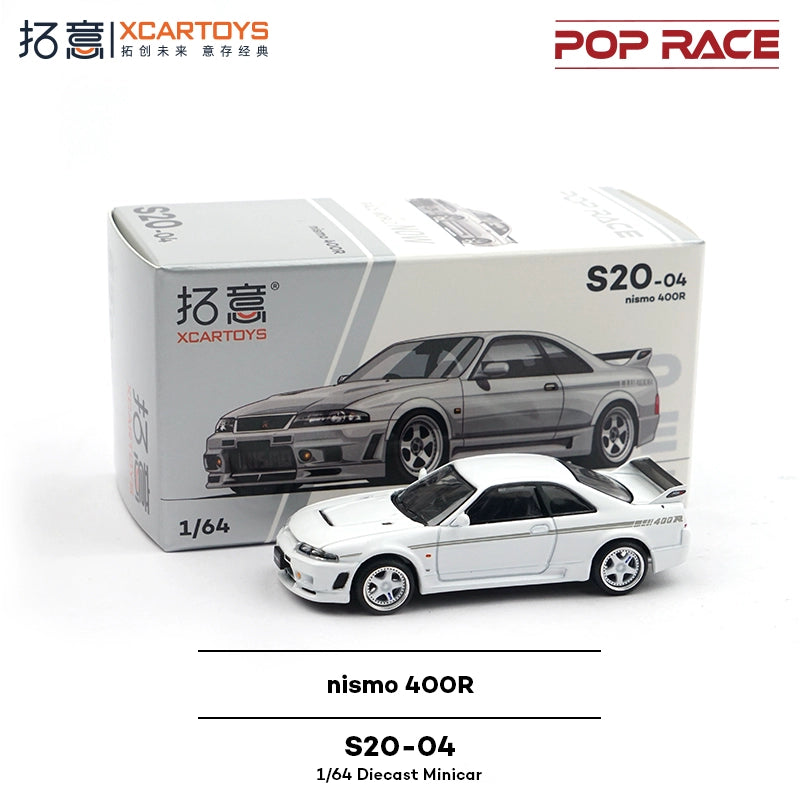 POPRACE 1:64 Diecast Toy Car Model Nissan Nismo 400R White
