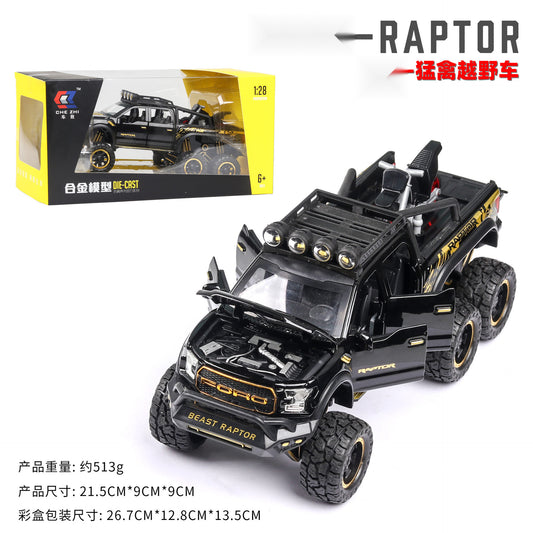 1:24 Alloy Car Model Black Ford F150 Raptor pickup truck