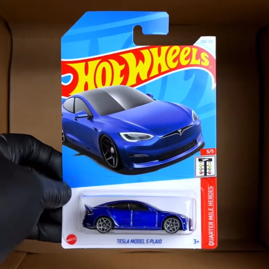 Original Hot Wheels Blue Tesla Model S Plaid